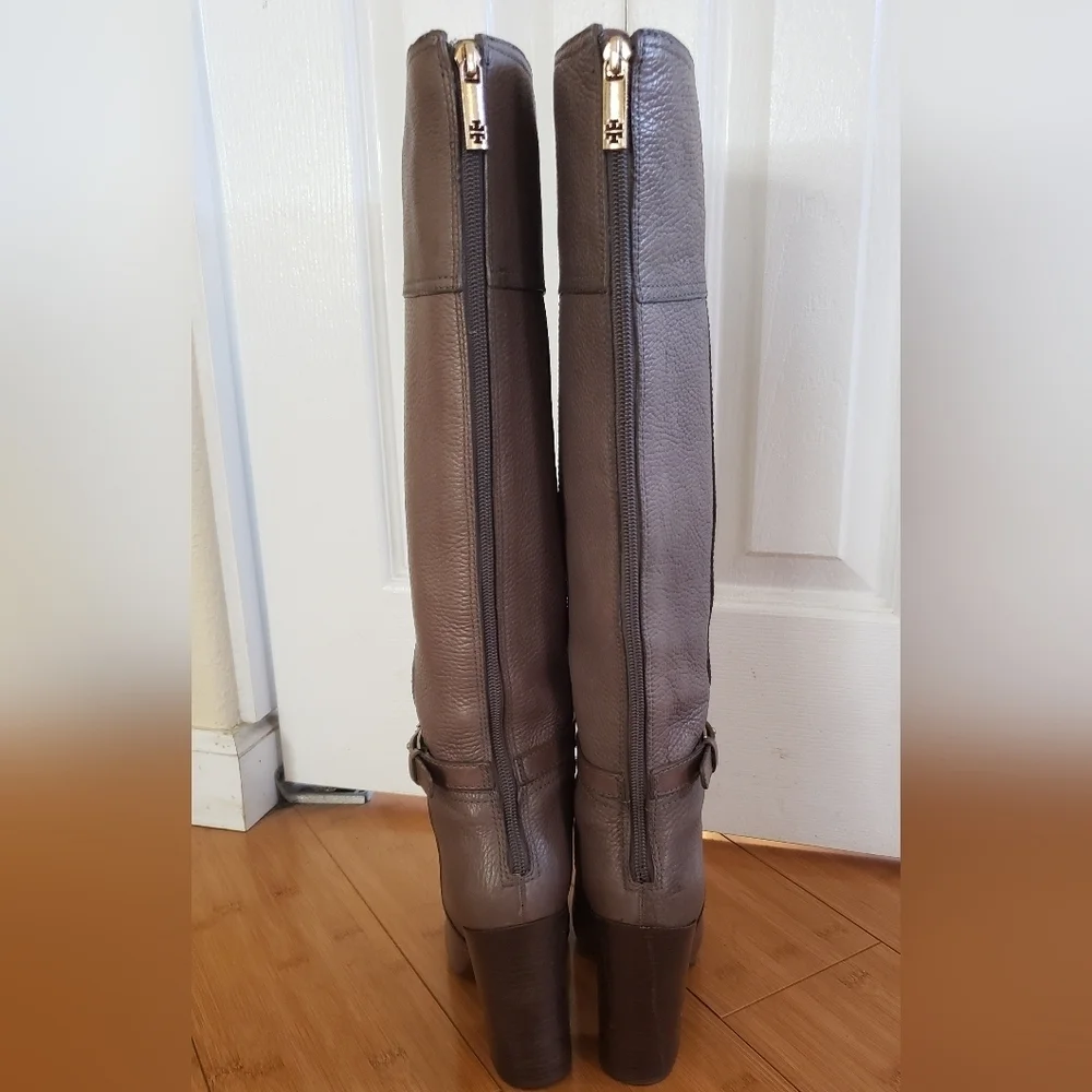 TORY BURCH JENNA BOOTS TUMBLE LEATHER EUC
